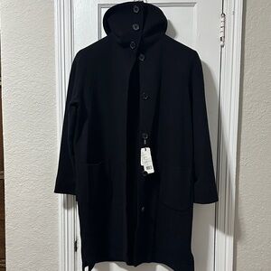 Akris Black Button-Front 100% Cashmere Coat
